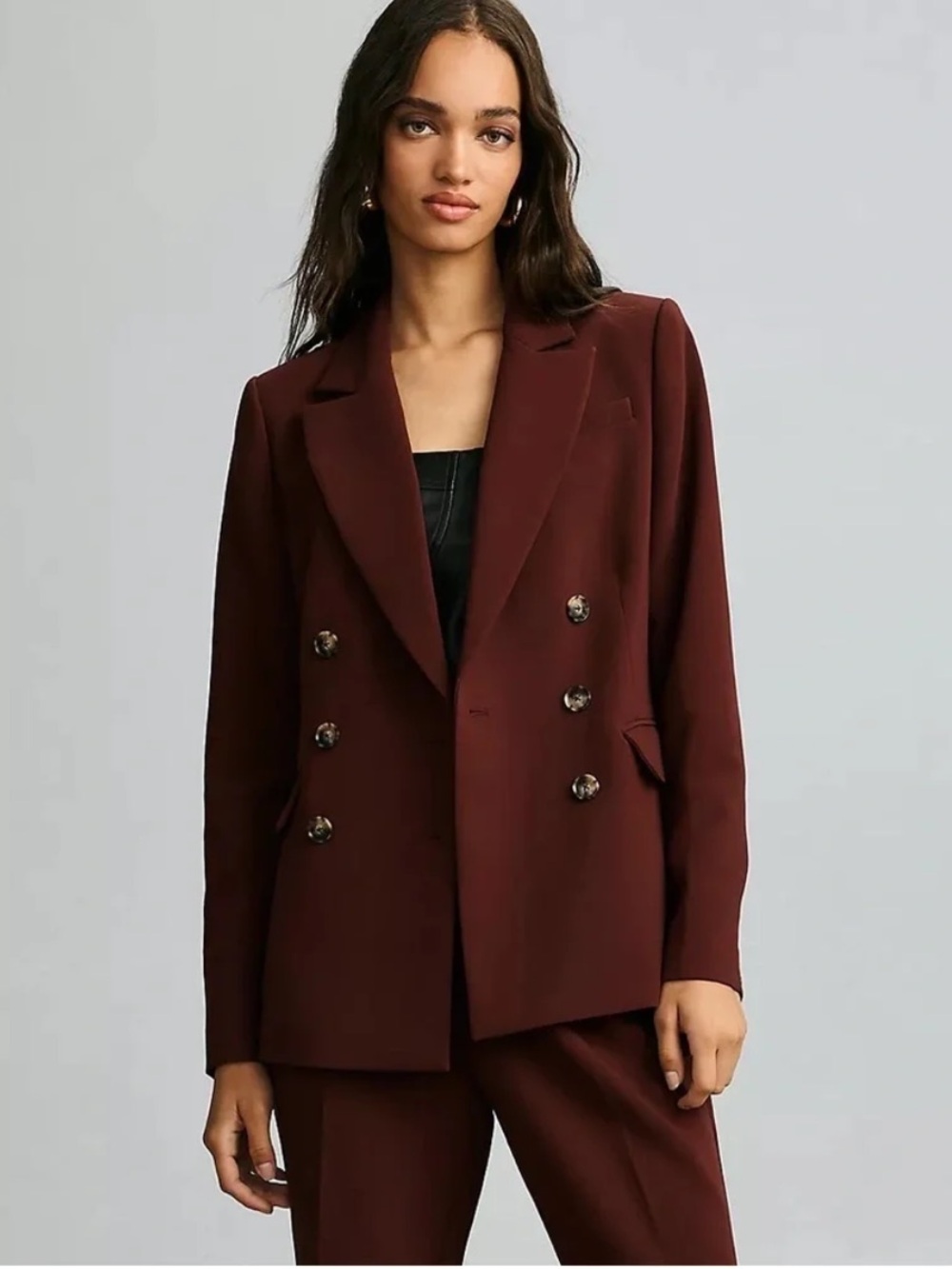 Paige Malbec Double-Breasted Mahogany Women's Blazer